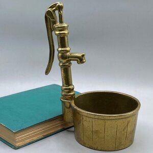 Brass Wishing Well Planter: Vintage Water Pump Herb Pot
